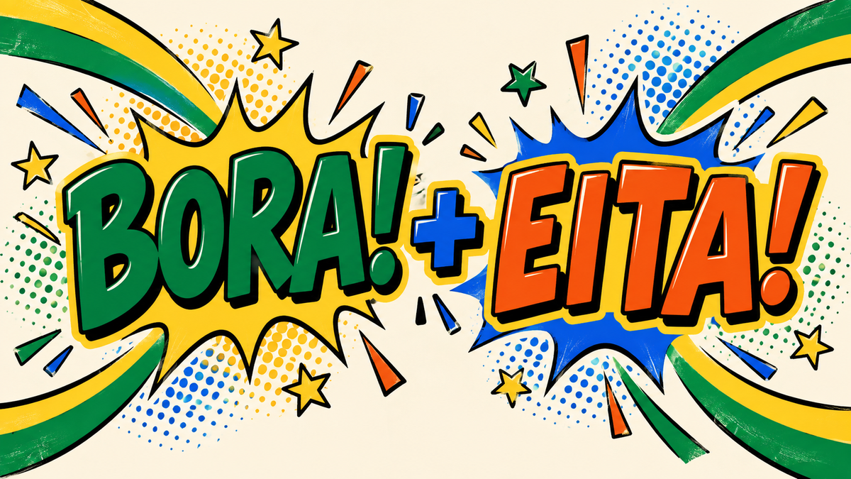 Bora! and Eita! Brazilian Portuguese pop-art collection banner